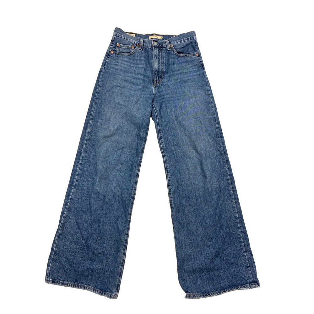 Levi's Ribcage Wide Leg Jeans Womens 28 Blue Denim Light Wash High Rise Big E